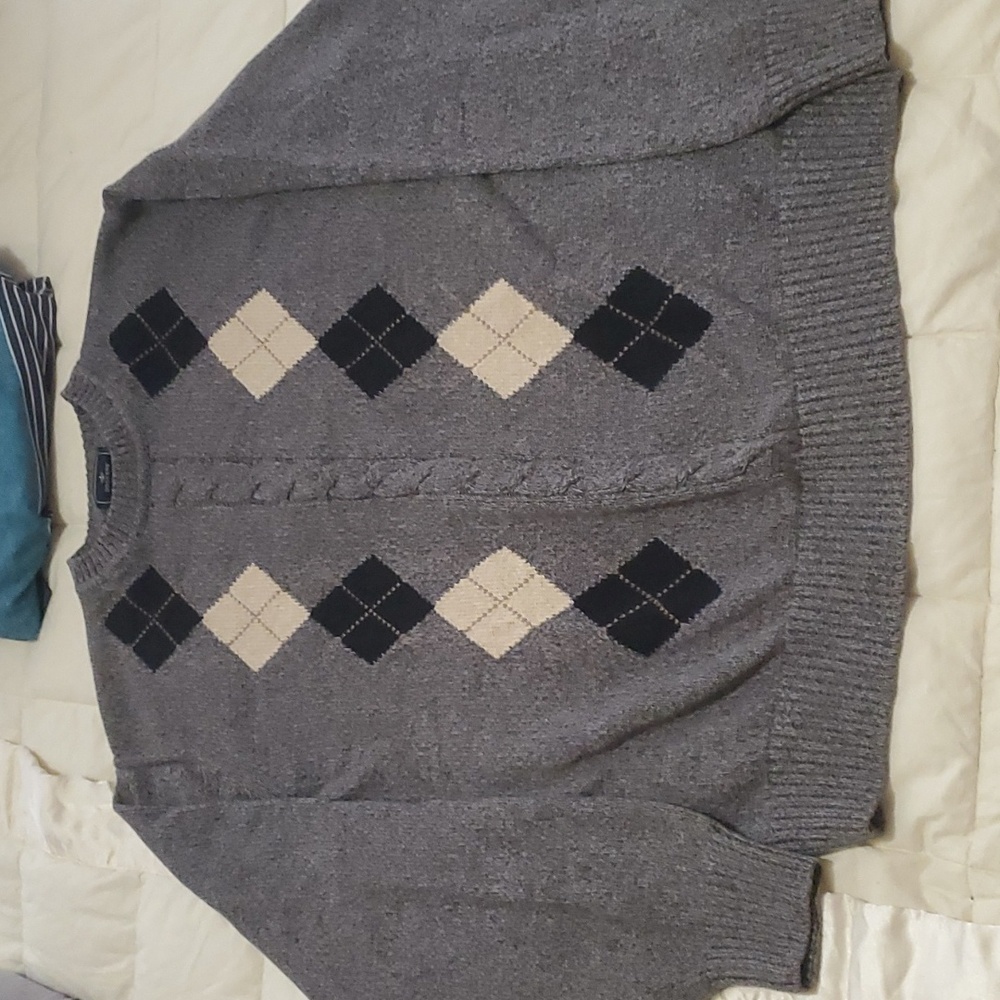 Dockers Argyle print sweater XL gray